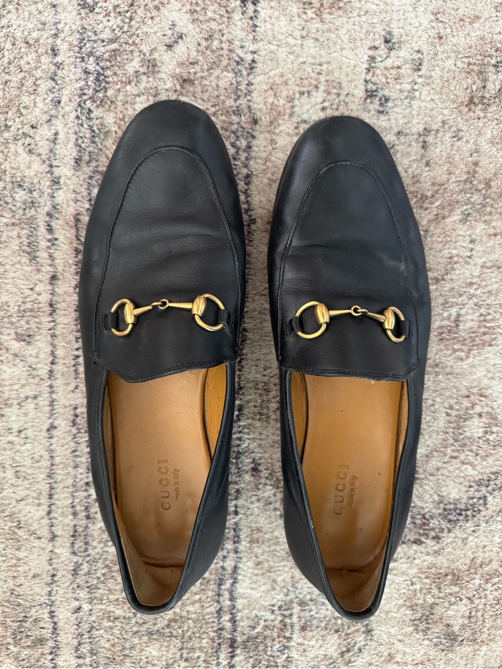 Gucci Black Leather Horsebit Slip-On Loafers